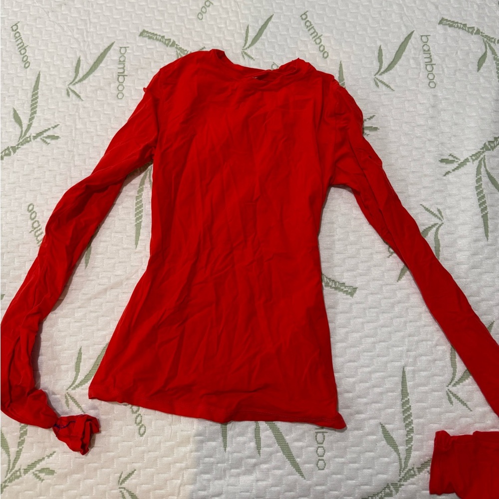SKIMS Vibrant Red Long Sleeve Tee